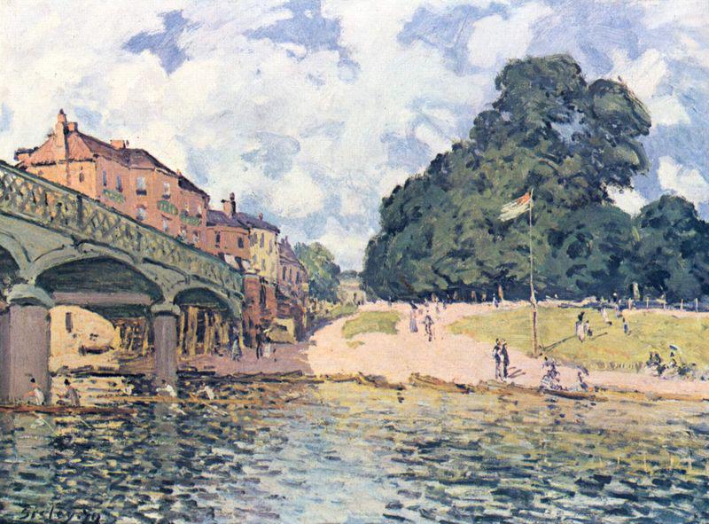 Bridge at Hampton Court,, Alfred Sisley